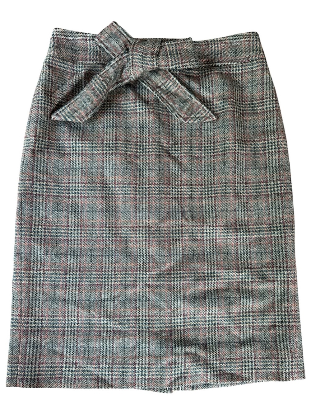 J. Crew wool blend plaid bow belted pencil skirt NWT size 4